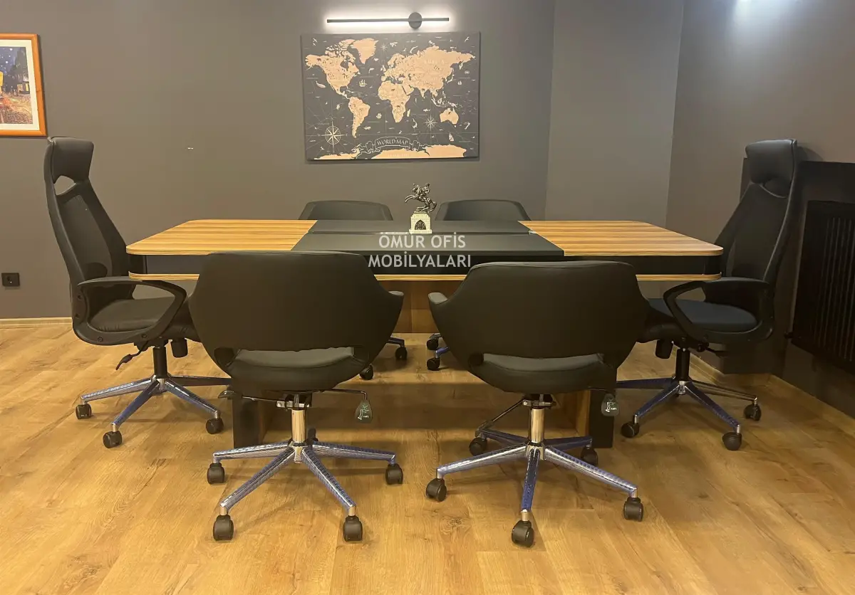 Piano Black Toplantı Masası 200x90 + Ceren